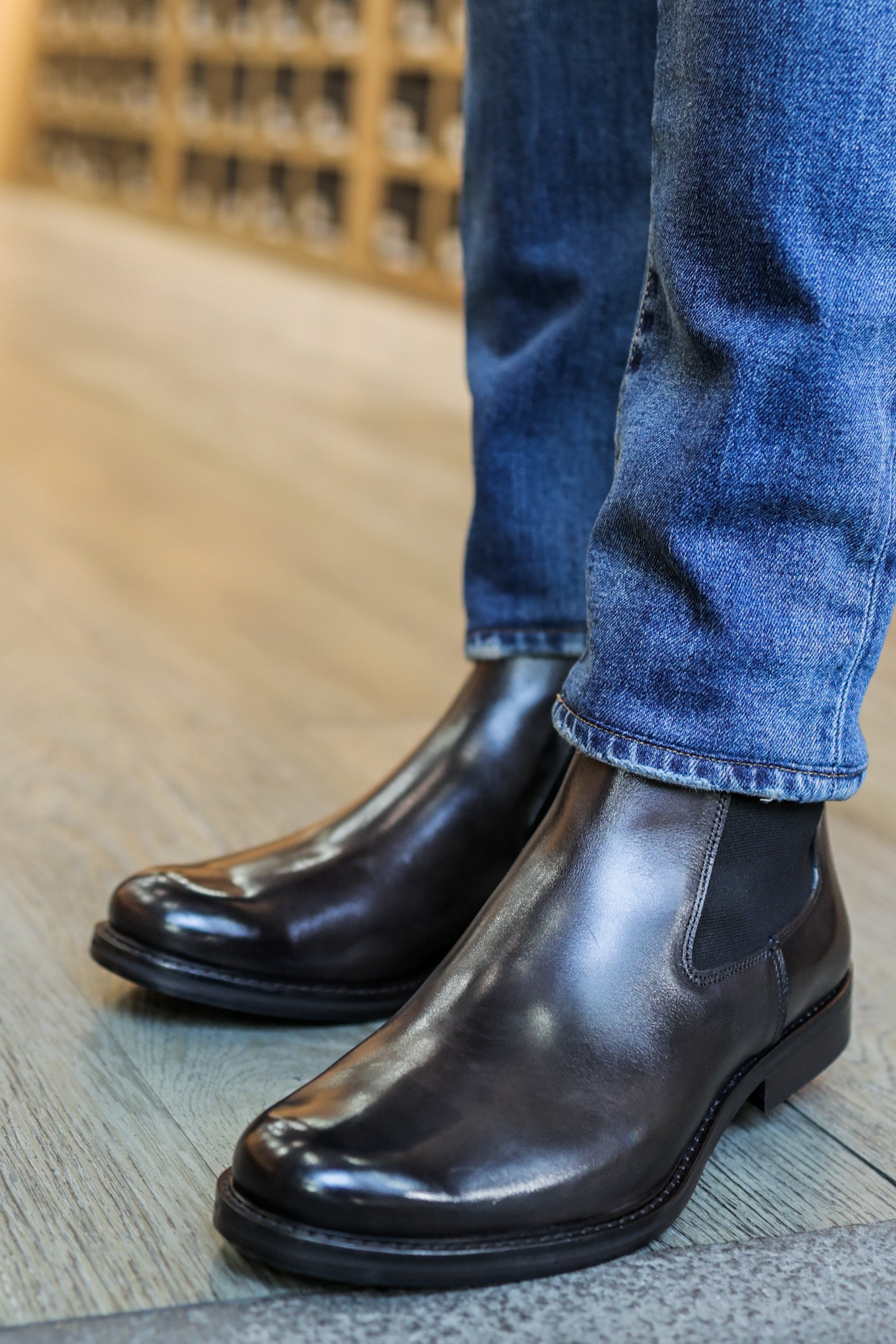 Bottines en cuir marron foncé