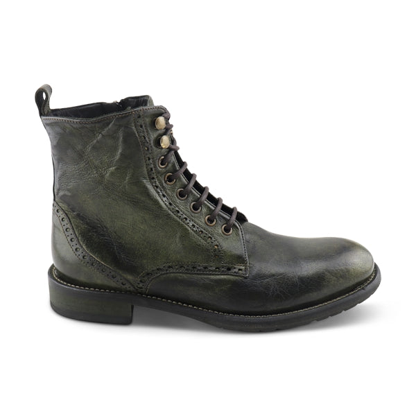 Bottines en cuir de buffle vert