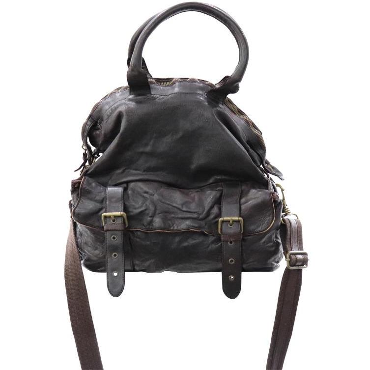 Borsa unisex in pelle marrone scuro