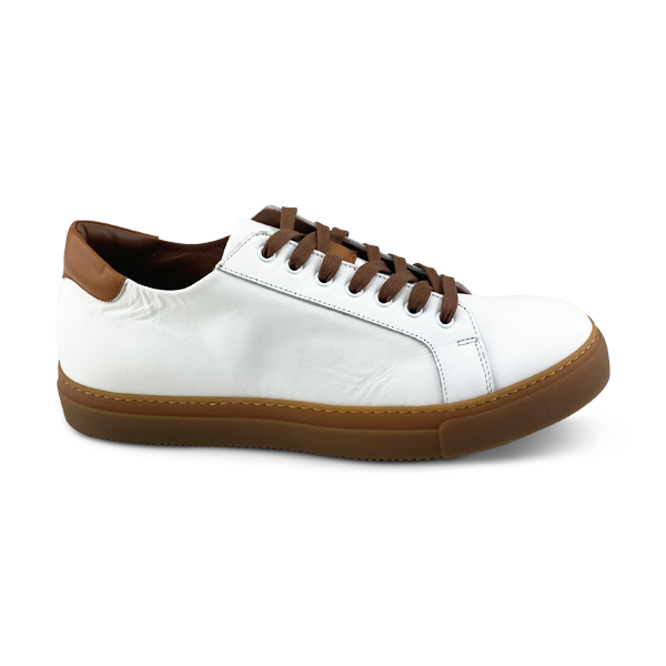 Sneakers Vibram pelle bianco riporto cuoio