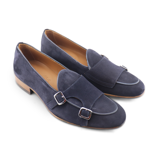 Blue Suede Buckle Slippers