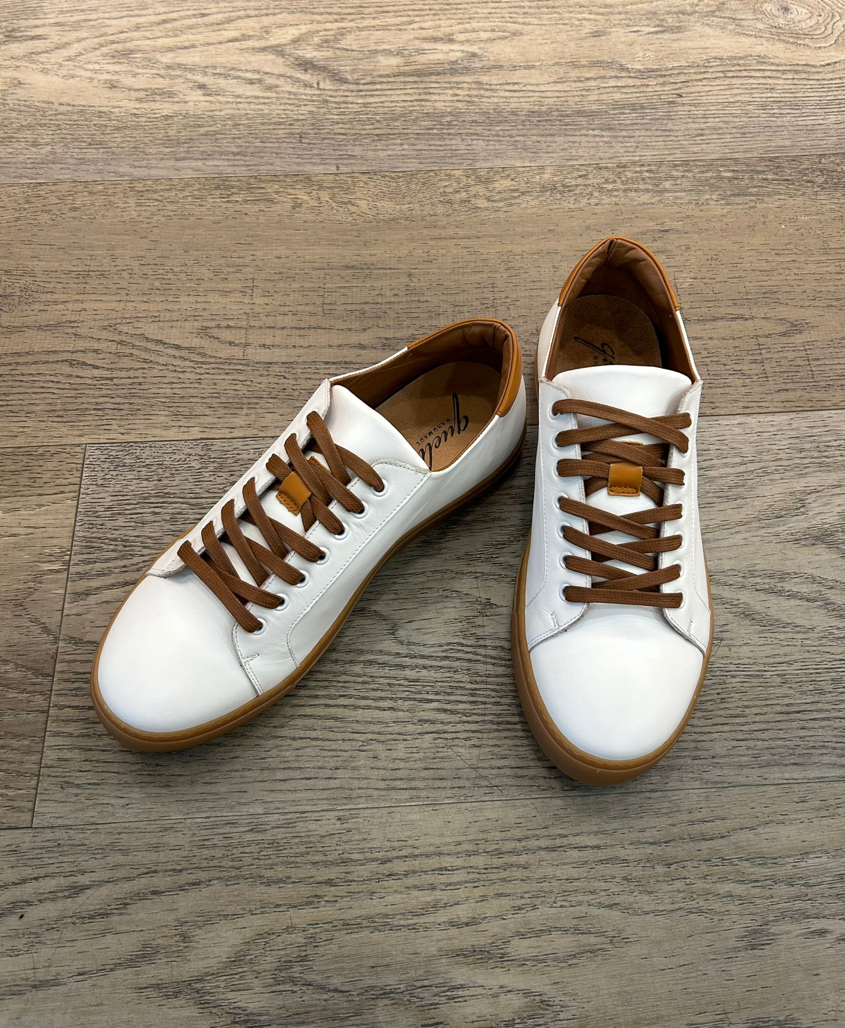 Sneakers Vibram pelle bianco riporto cuoio