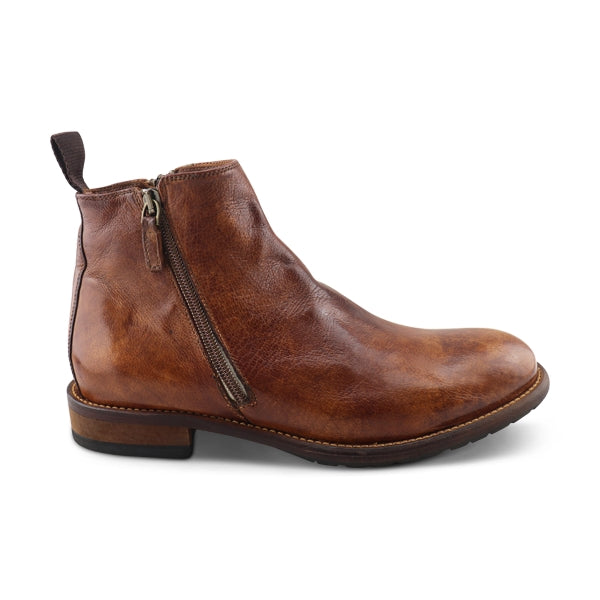 Buffalo leather zip ankle boot