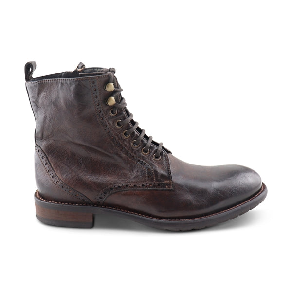 Bottines en cuir de buffle marron foncé