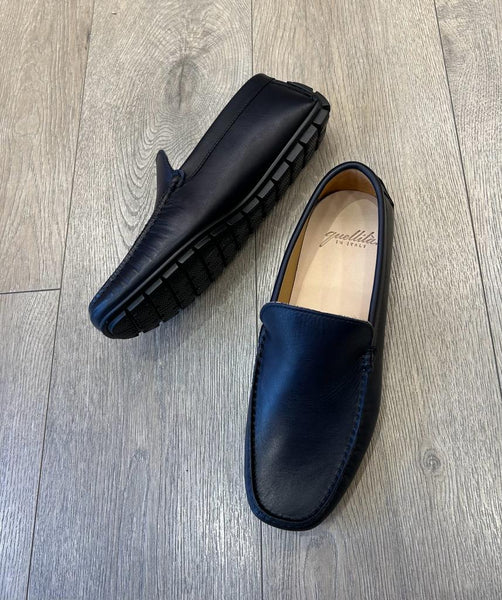 Mocassini in pelle blu