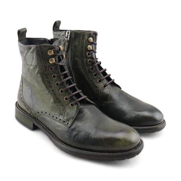 Bottines en cuir de buffle vert